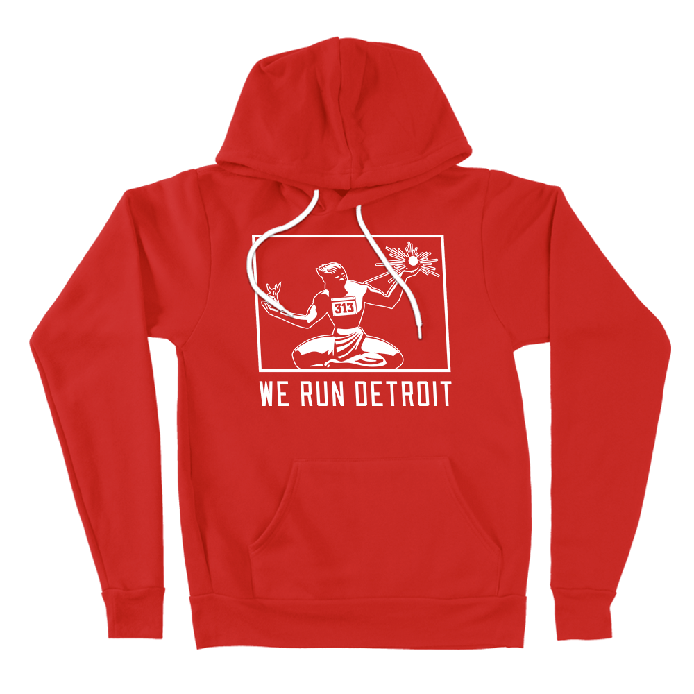 We Run Detroit Hooded Sweatshirt Red and White