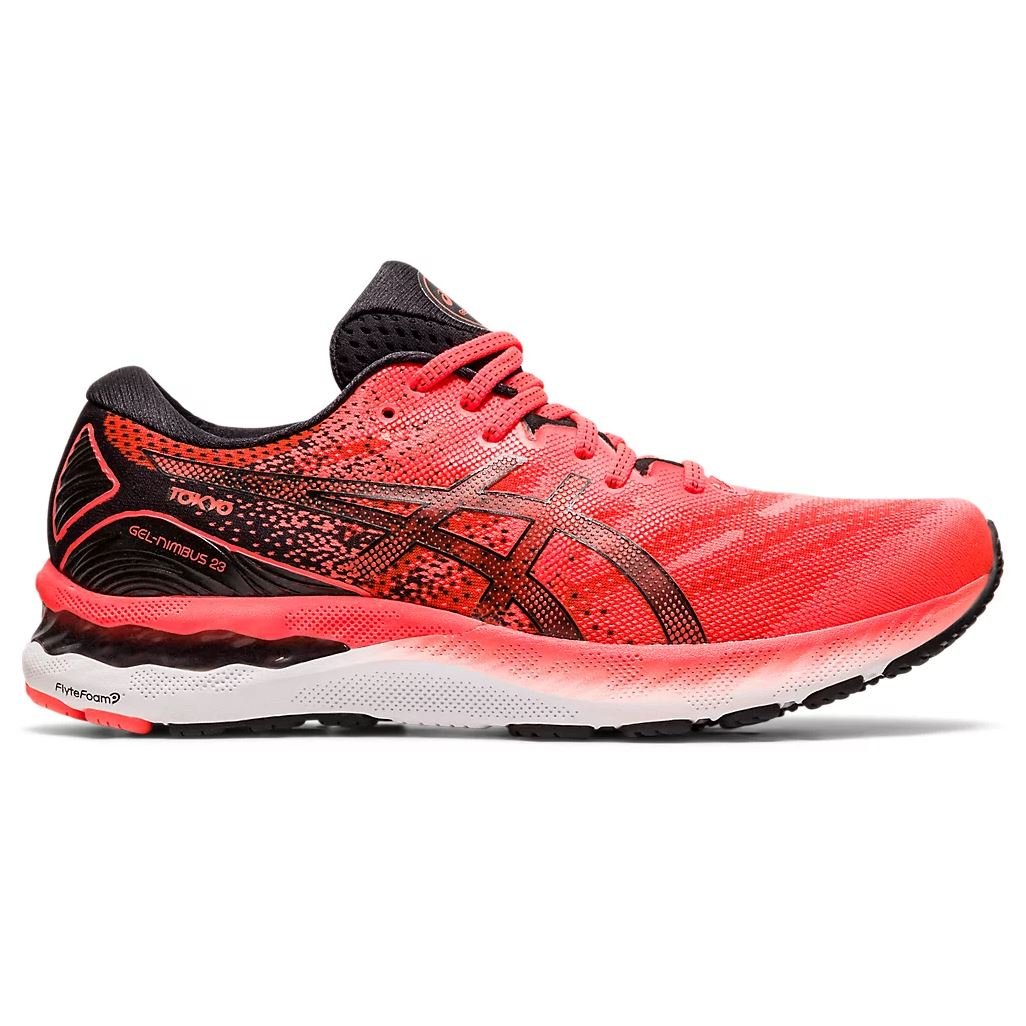 Men's ASICS Gel-Nimbus 23 Tokyo (Sunrise Red/Black) - Bauman's Running & Walking Shop