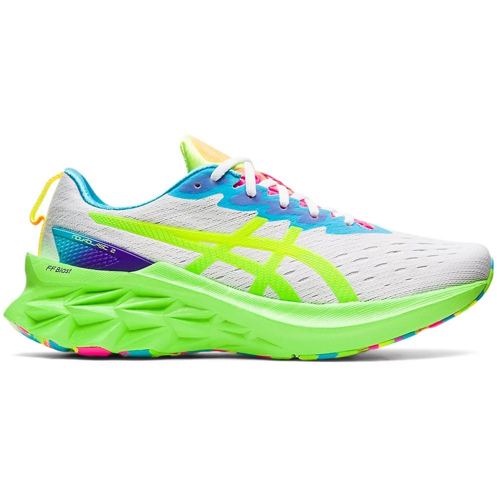 Men's ASICS Novablast 2 (White/Safety Yellow) - Bauman's Running & Walking Shop