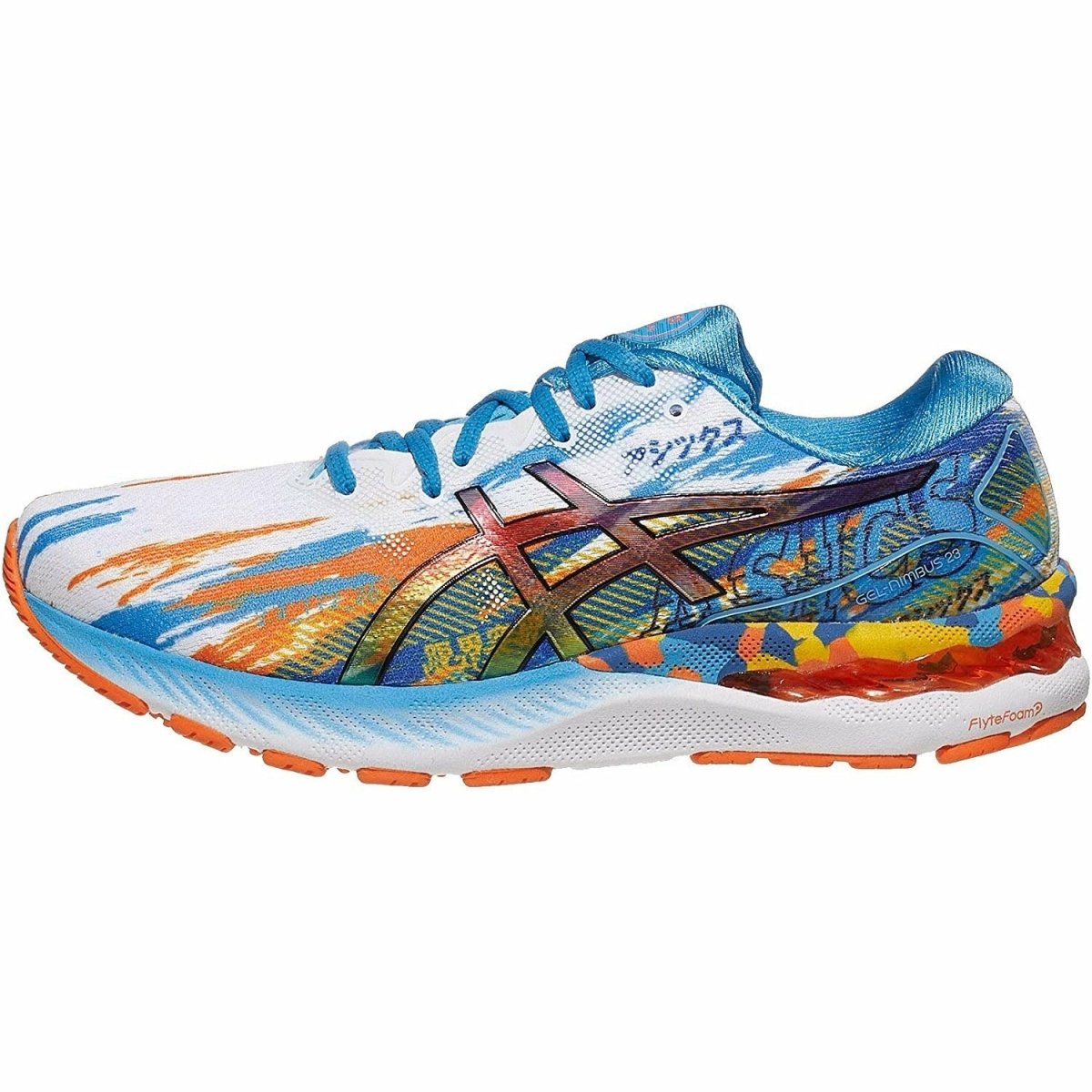 Men's ASICS Gel-Nimbus 23 (Digital Aqua/Marigold Orange) - Bauman's Running & Walking Shop