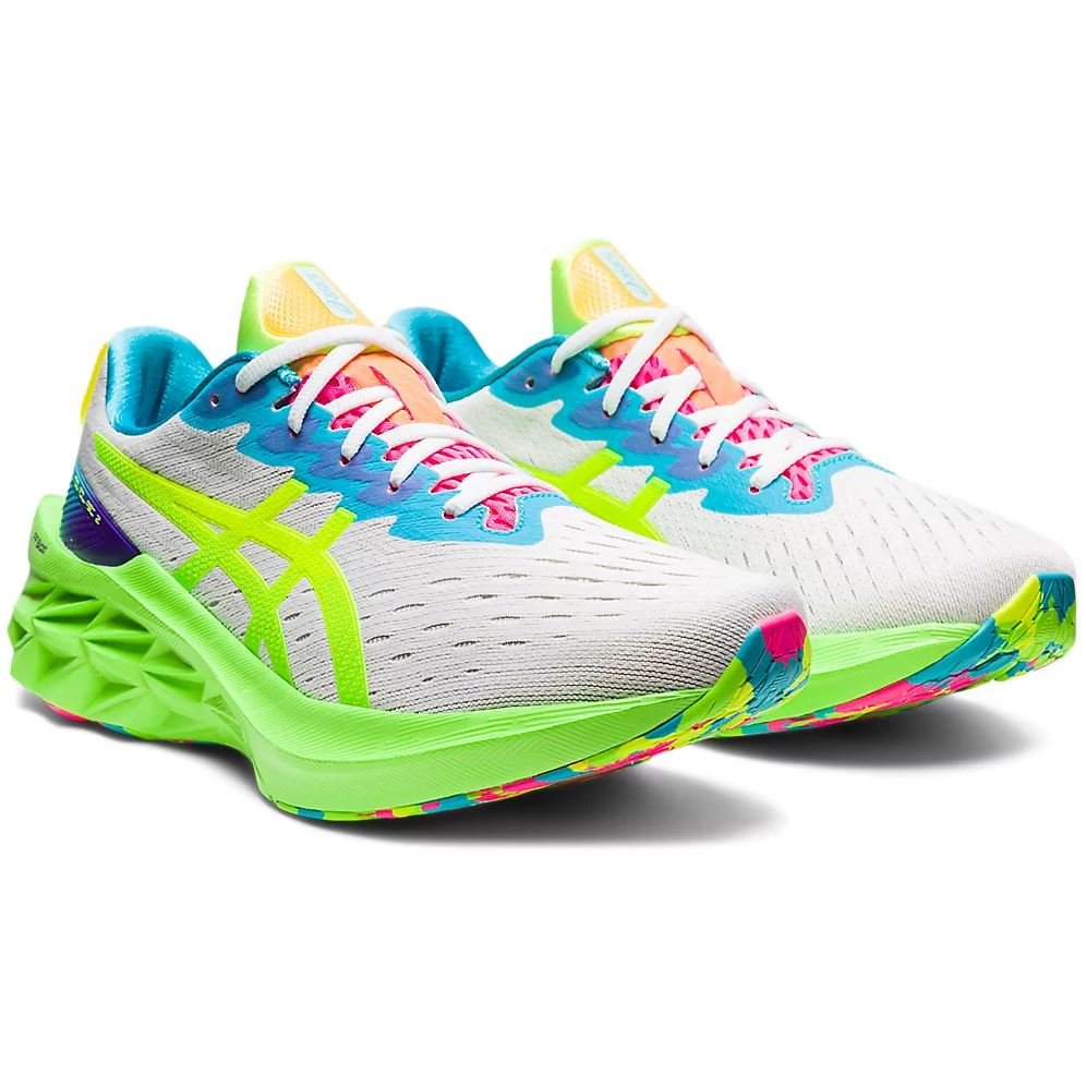 Men's ASICS Novablast 2 (White/Safety Yellow) - Bauman's Running & Walking Shop