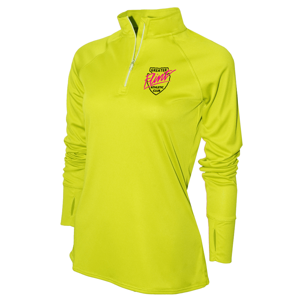 NEW!!! BAW Womens HI-VIZ Unisex 1/4 Zip - GFAC - Bauman's Running & Walking Shop