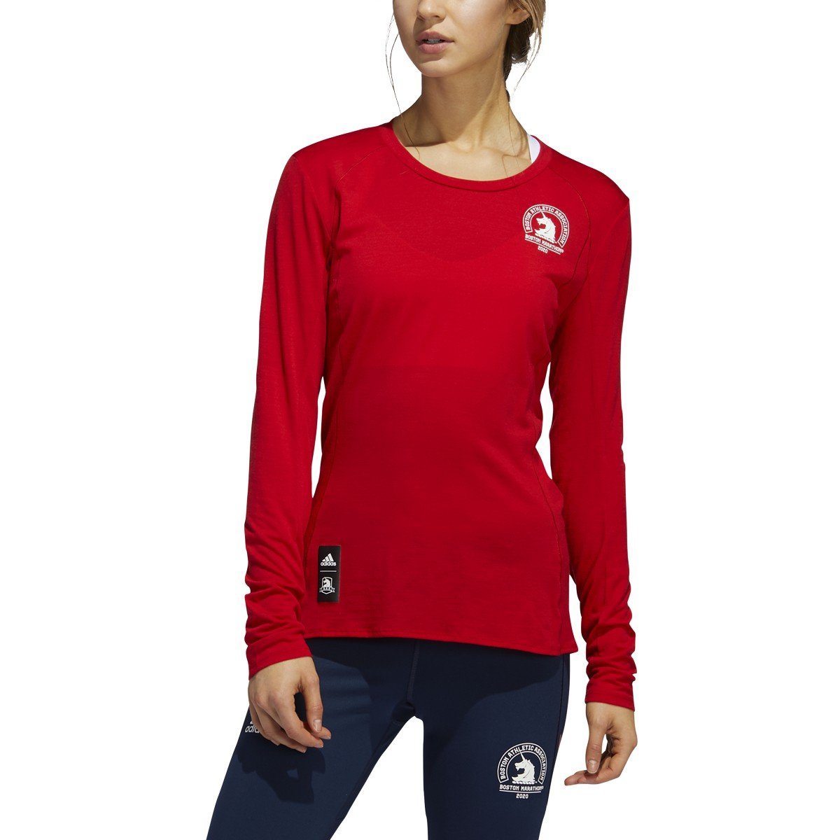 Women's adidas 2020 Boston Marathon Merino Wool Long Sleeve Tee - Bauman's Running & Walking Shop