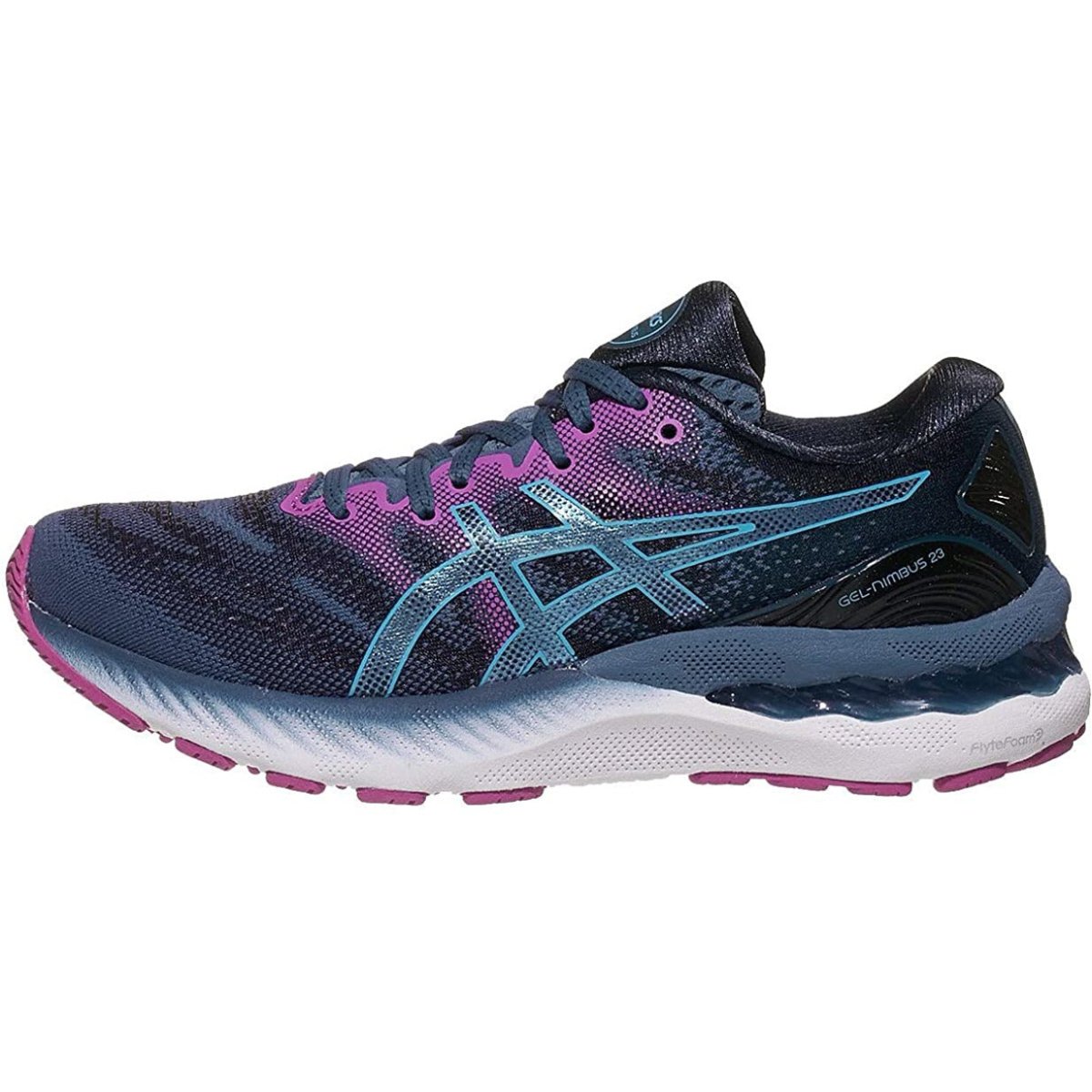 Women's ASICS GEL-NIMBUS 23 (Grand Shark/Digital Aqua) - Bauman's Running & Walking Shop