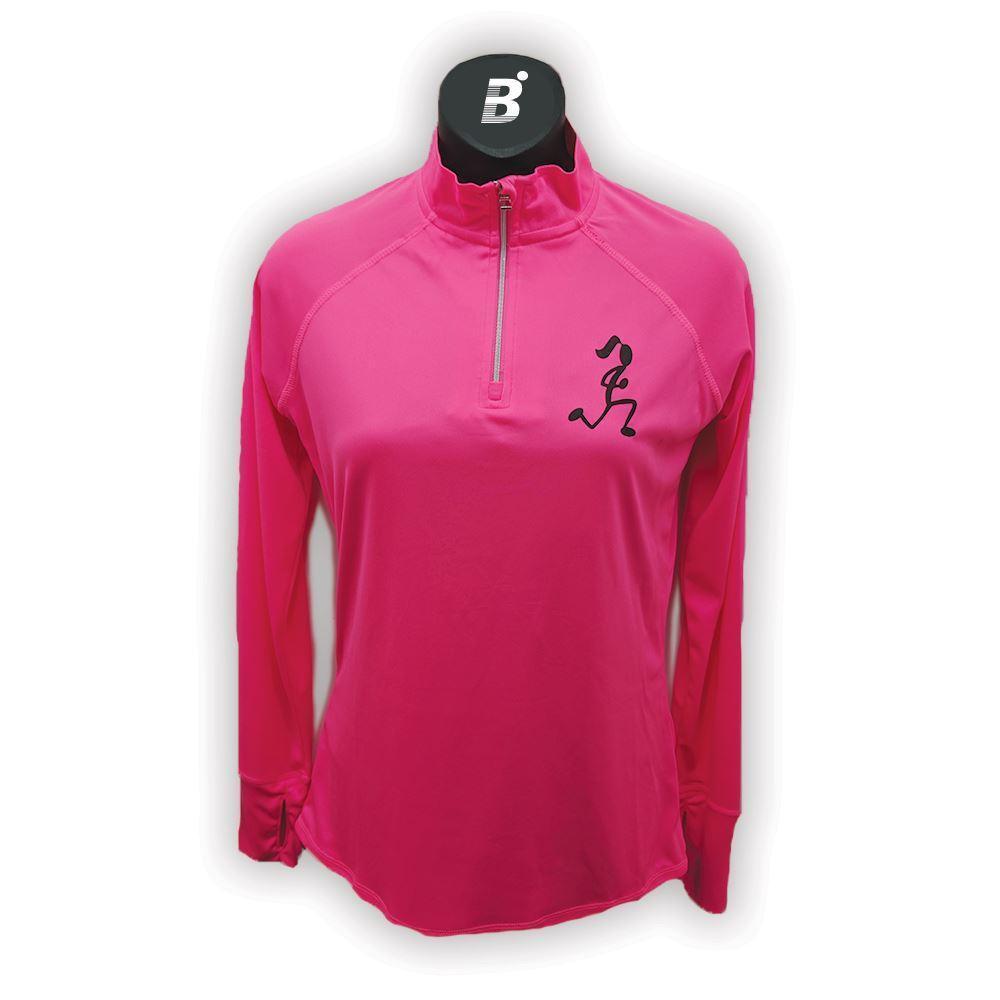 Women's Pink Quarter Zip Long Sleeve - Bauman's Running & Walking Shop